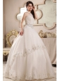 Ball Gown Halter Top Neck Embroidery and Beading Wedding Dress