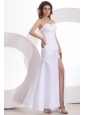 Column Sweetheart Beading and High Silt Floor-length Wedding Dress