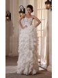 Column Sweetheart Chiffon Floor-length Ruffles Wedding Dress