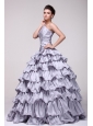 Lavender V-neck Beading and Ruffles Layered Quinceanera Dress
