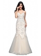 Mermaid  Halter Floor-length Tulle Criss Cross Wedding Dress