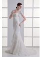 Mermaid Sweetheart Organza Brush Train Zipper Up Wedding Dress with Appliques
