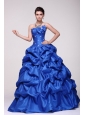 Strapless Beading and Pick-ups Taffeta Quinceanera Dress in Blue
