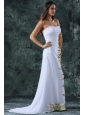 Strapless Empire Chiffon Sequins Wedding Dress with Sweep Train