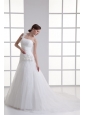 A-line One Shoulder Appliques Ruching Court  Train Wedding Dress