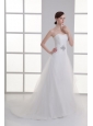 A-line Sweetheart Beading Tulle Ruching Wedding Dress