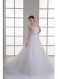 A-line Sweetheart Sweep Train Wedding Dress with Sequins