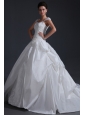 Ball Gown Wide Straps Wedding Dress with Appliques and Flowers