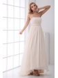 Cheap Empire Strapless Asymmetrical Wedding Dress with Beading