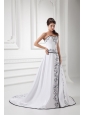 Elegant A-line Sweetheart Chapel Train Wedding Dress with Embroidery