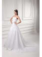 Gorgeous A-line Strapless Chapel Train Wedding Dress with Beading