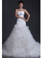 Luxurious A-line Sweetheart Beading and Ruffles Wedding Dress