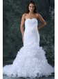 Luxurious Mermaid Sweetheart Brush Train Organza Ruching Wedding Dress