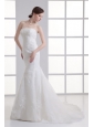 Mermaid Strapless Lace Court Train Organza Wedding Dress