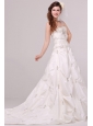 Strapless A-line Appliques and Pick-ups Taffeta Wedding Dress
