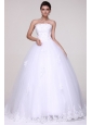 Strapless Ball Gown Lace Appliques Floor-length Wedding Dress