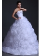 Sweetheart Ball Gown Beading and Rolling Flowers Wedding Dress