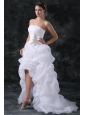 A-Line Strapless High-low Beading Organza Wedding Dress