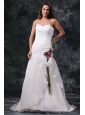 Column Off The Shoulder Brush Train Taffeta Wedding Dress