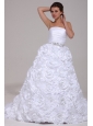 Luxurious A-Line Strapless Beading Taffeta 2014 Wedding Dress