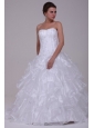 Luxurious Ball Gown Sweetheart Floor-length Beading Organza Wedding Dress