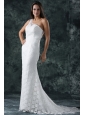 Mermaid Embroidery One Shoulder Lace Sweep Train Wedding Dress