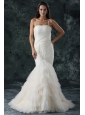 Spaghetti Strap Mermaid Beaded Decorate Tulle Wedding Dress