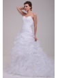 Sweetheart A-line Appliques and Ruffles Court Train Wedding Dress