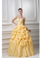 Ball Gown Sweetheart Beading Pick-ups Yellow Quinceanera Dress