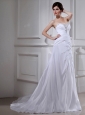 Elegant Pincess Strapless Chiffon Court Train 2014 Wedding Dress with Beading