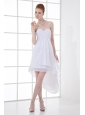 2014 Cheap A-line High-low Ruching Organza Strapless Wedding Dress