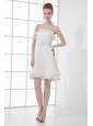 2014 Elegant Column Strapless Mini-length Beading Pleats Wedding Dress