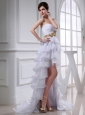 2014 Spring Empire Sweetheart Ruffled Layers Chiffon High-low Wedding Dress