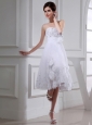 A-line Strapless Tulle Appliques Hand Made Flower White Wedding Dress