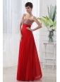 Backless Empire Sweetheart Beading Pleats Prom Dress in Red