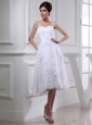 Discount A-line Sweetheart Tulle Appliques White Wedding Dress with Knee-length