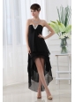 Empire Black Prom Dress with Strapless Ruffled Layers High-low Chiffon