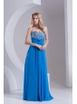 Empire Sweetheart Chiffon Beading Deep Sky Blue Prom Dress