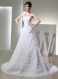 Popular Princses One Shoulder Ruching Fabric With Rolling Flower Wedding  Dress