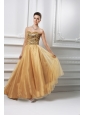 A-line Sweetheart Beading Organza Floor-length Prom Dress