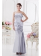 Column One Shoulder Beading and Ruching Prom Dress in Lavender