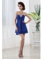 Empire Strapless Blue Mini-length Chiffon Prom Dress with Beading