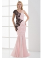 Mermaid Sweetheart Ruching Chiffon Lace Light Pink Prom Dress