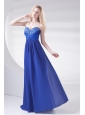 Royal Blue Sweetheart Beading and Ruching Prom Dress with Long