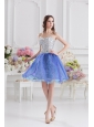 Sweetheart Medium Slate Blue A-line Prom Dress with Beading