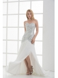 White Sweetheart Empire Beading and Ruching Sleeveless Prom Dress