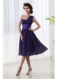 Lovely One Shoulder A-line Knee-length Prom Dress with Belt