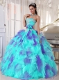 Ball Gown Sweetheart Organza Floor-length Appliques Quinceanera Dresses 2014