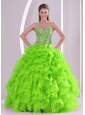 Beading Ball Gown Sweetheart Green Quinceanera Dresses 2014 summer