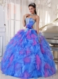 Organza Sweetheart Appliques Pretty Quinceanera Dresses with Flower on Sash